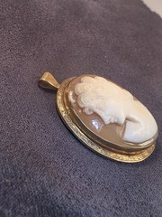 Victorian Era Carved Shell Cameo Pendant 1/20 10KT Gold Filled Stamped C.T.