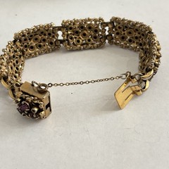 Vintage Barclay Dark Purple Crystal Antique Gold Tone Bracelet