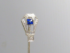 Vintage / Antique 14K White Gold , Sapphire & Diamond Stick Pin J Estate Find !