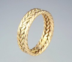 Fine Antique Victorian Solid 18K Gold Braided Rope Twist Eternity Band Ring 6.25
