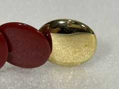 Vintage Signed Trifari ~ Red Lucite Disc Retro Statement Burgundy 17″ Necklace