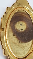 Large GF art deco black enamel Photo Locket Pendant Gold Filled Chain VTG Evans