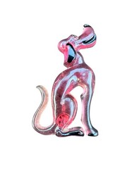 Vintage Pink/Red/Black Plastic Cartoon Hound Dog Brooch Retro Style Foxhound Pin