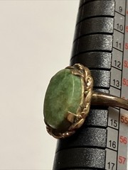 VTG Beauty ANTIQUE 10 kt. Gold Filled Green Jade Ring sz.8 Art Deco
