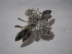 St JOHN Rhodium Plated Pave Crystal 1 3/8″ Bee Pin, Comp @ $150 on Etsy