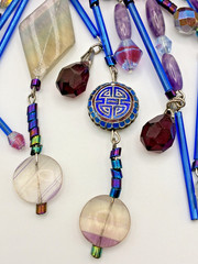 Vtg roxsann Chinese Silver Cloisonné Amethyst Lapis Antique Glass Jewelry Set