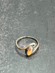 Vintgage 925 Sterling Orange Quartz Woman’s Ring Signed WM Wheeler MFG Size 7.5