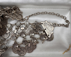ANTIQUE COIN NECKLACE 3 LAYERS OF COINS SILVER ALLOY ETHNIC BIB SIGNIFICANT UNIQ