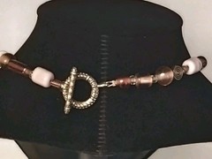 Vintage Purple Art Glass Beads Necklace Silver Pendent Choker Collar Bohemian