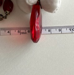 Vintage Red Teardrop Pendant 30in Bead Station Chain 30in Necklace 34g Ladies