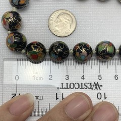 Vtg 12mm Chinese Cloisonne Knotted Bead 26″ Necklace Filigree Clasp