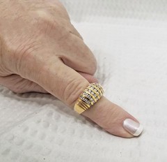 Vtg. Signed Premier Designs Gold Tone Wide Channel Set CZ Dedication Ring Size 8