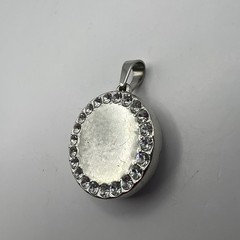 Vintage Simulated Blue Stone Pendant Faceted with Clear Crystal Accents