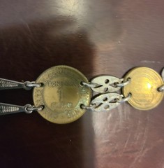 WWII Trench Art French Franc Coin Bracelet 1921 1922 1939 1941 Vintage Jewelry