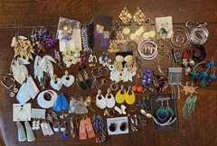 VTG 80s 90s Earrings Lot of 89 Colorful Pierced Shells Cloisonne Enamel Mixed