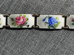1970’s OPRO Norway 925 Sterling Guilloche Vermeil Panel Bracelet 7.5 long