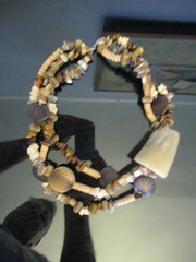 Vintage Chunky Statement Runway Horn Bone Tiger Eye Shell Ethnic Tribal Necklace