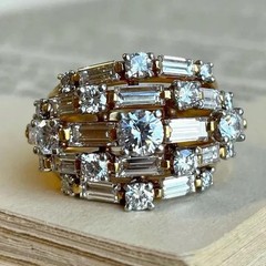 18K Gold Plated 925 Silver Moissanite Baguette Engagement & Anniversary Ring