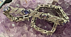 Vintage Sterling Silver Tanzanite X Link Tennis Bracelet 7.25″