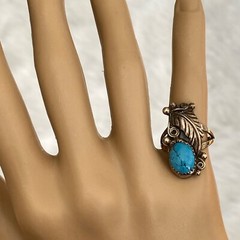 Vintage 925 Sterling Silver Blue Turquoise Old Pawn Southwest Ring Size 6