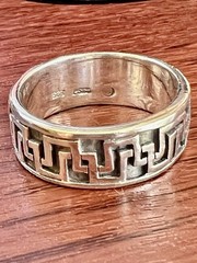 Vintage Celtic Geometric Knotwork sterling silver 925 Peter Stone Ring size 7.5