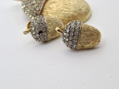 Vtg Marvella Acorn Brooch & Clip Earrings Rhinestone Autumn Jewelry Naturecore
