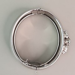 Vintage Hinged Bangle Bracelet Blue Rhinestone Silver Tone Signed 6.75″