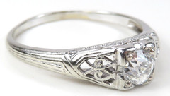 Antique Art Deco 1920’s Diamond Engagement 18KW Ring Size 8.5 UK-Q1/2 EGL USA