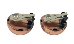 VTG MCM Copper Dome Clip On Earrings Large Round
