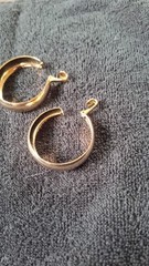 Vintage Hinge Clip on Gold Plate Metal – Wide Hoop Earrings
