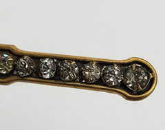 Edwardian Gold Plated with Rhinestones Brooch Bar Pin Circa 1920s