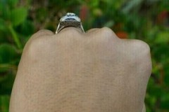 Vintage Art Deco CZ Lab Created Diamond Gorgeous Engagement 925 Silver Gift Ring
