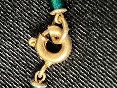 Vintage Champleve Bracelet Rich Green Floral Cloisonne Bead Chain Spring Clasp
