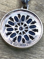 Vintage Ross Simons Black Spinel Two-Tone Sterling Silver Pendant Necklace 20”