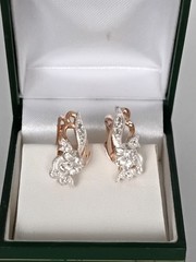 Vintage 1990-s 14 Ct Rolled Gold Zircons Earrings-Hallmarked 585 RG