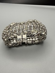Weiss Rhinestone Bracelet Vintage Wide Dome 6 Row Large 7.75” Long 1 In Wide