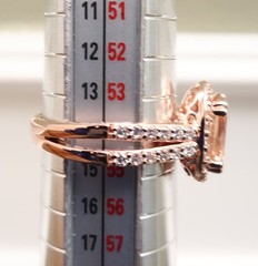 Champagne topaz ring oval halo DMQ CZ rose gold clad sterling silver 925 QVC Sz7