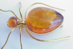 ✅BALTIC AMBER RUSSIA SOVIET INSECT SPIDER BROOCH 22k GOLD JEWELRY 老琥珀 PIN ORDER