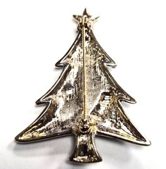 Estate Gold Tone Santa – Reindeer – Snowman Enamel Christmas Tree Pin / Brooch