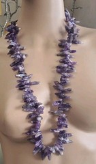 Amethyst Raw Long Necklace Cluster 925 Sterling Silver Clasp $355