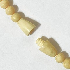 19″ Bovine Bone Necklace 29-Carved Rose, 50-Smooth Graduated Beads 4mm-22mm