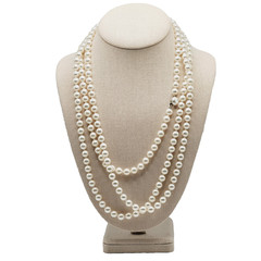 Classic Faux Pearl Long Opera Length Knotted Off White Luminous Necklace 72 inch