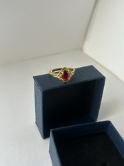 Vintage Red Cubic Zirconia Ring Gold Plated Womens Size 8.5