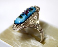Vintage Russian Hand Painted Enamel Rings 4 Variation Finift Technique #89,92,98