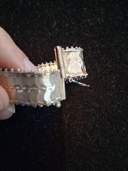 Gorgeous Textured Flat Link Sterling Silver 925 7.5” Safety Latch Bracelet