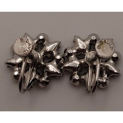 Vintage B David Screw-back Earrings Silver-tone Multi-colored Faceted Crystal