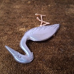 Vintage Marc Shields Pewter Brooch Pin Crane Bird Animal 3″