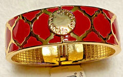 Vintage Estate Signed Cookie Lee Hinged Clamper Bracelet with Tags