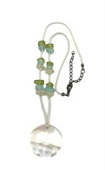 Dragonfly Pendant Abalone MOP Shell Choker Necklace Sea Glass White Green Blue