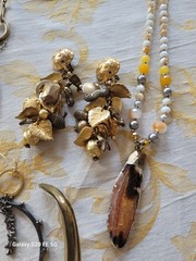 Vintage Mixed Stone Material Curated Jewelry Lot Picasso Jasper Bronze Copper A+